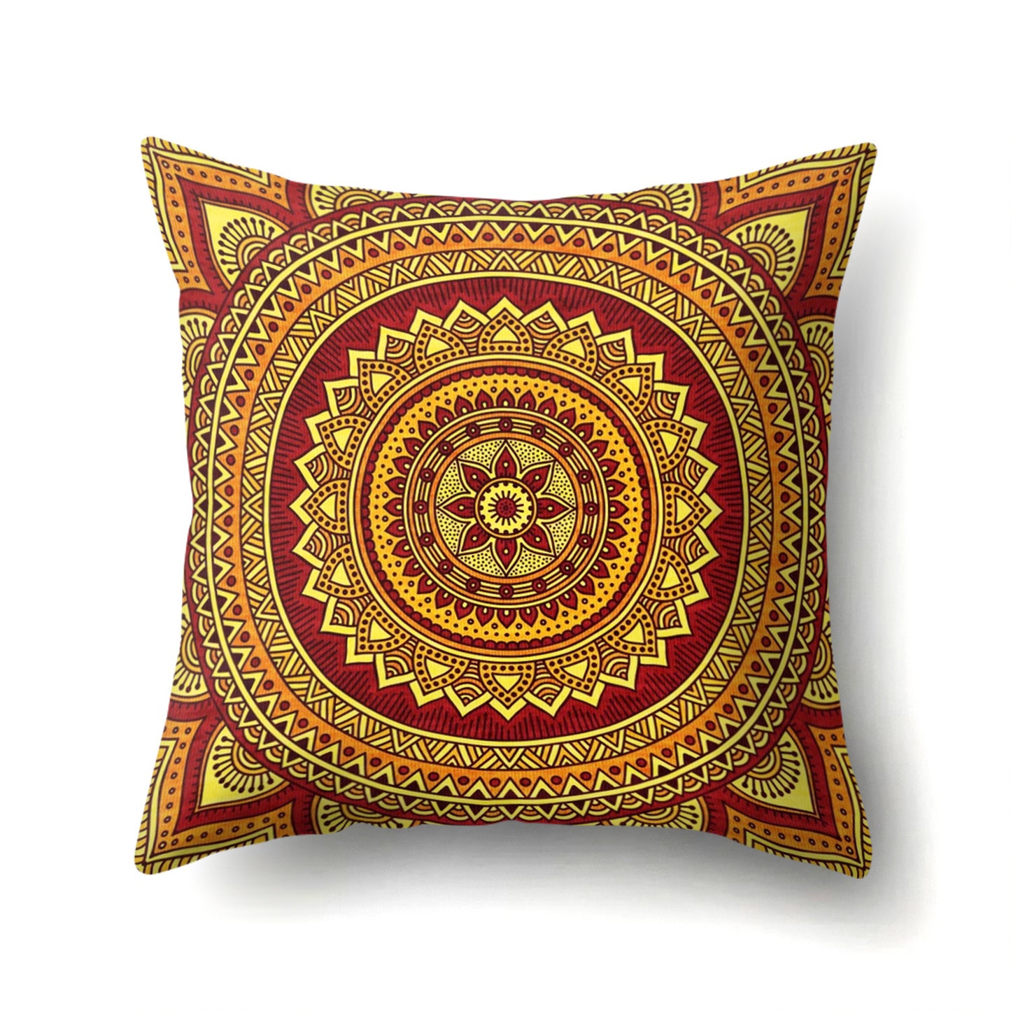 Mandala textured peach velvet pillow