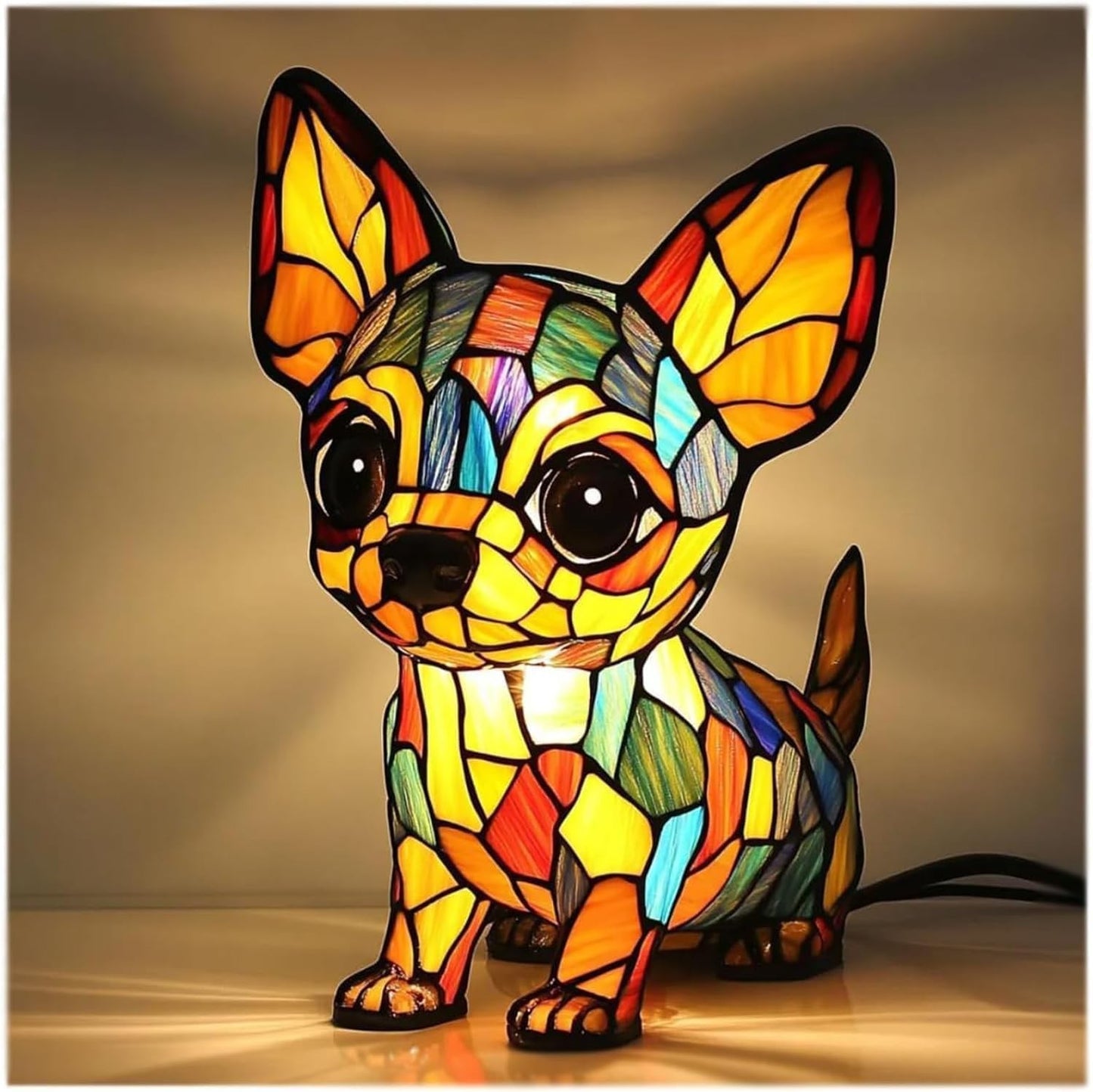 Colorful Resin Dog Lamp – Creative Animal Decoration & Night Light