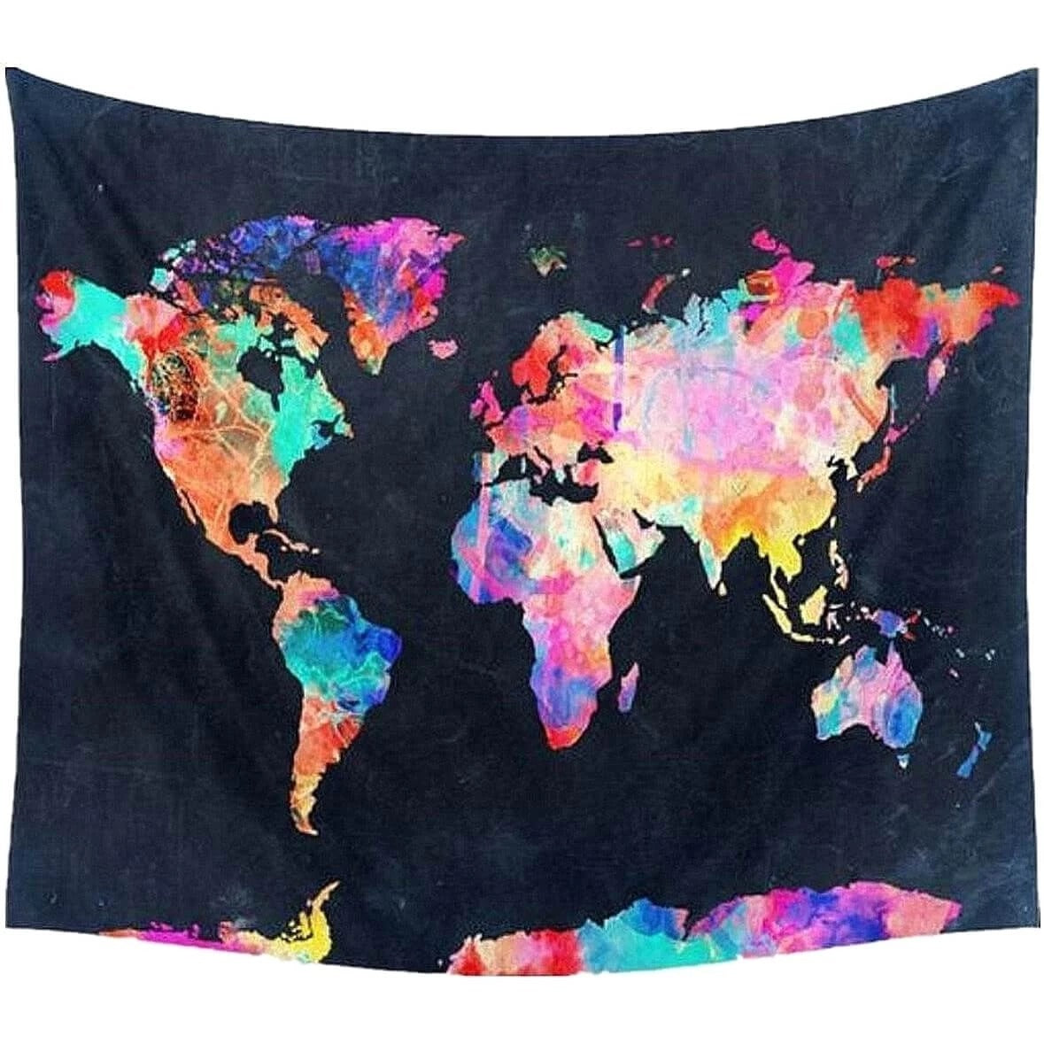 Black Map Tapestry – European Classical Plush Polyester Wall Hanging