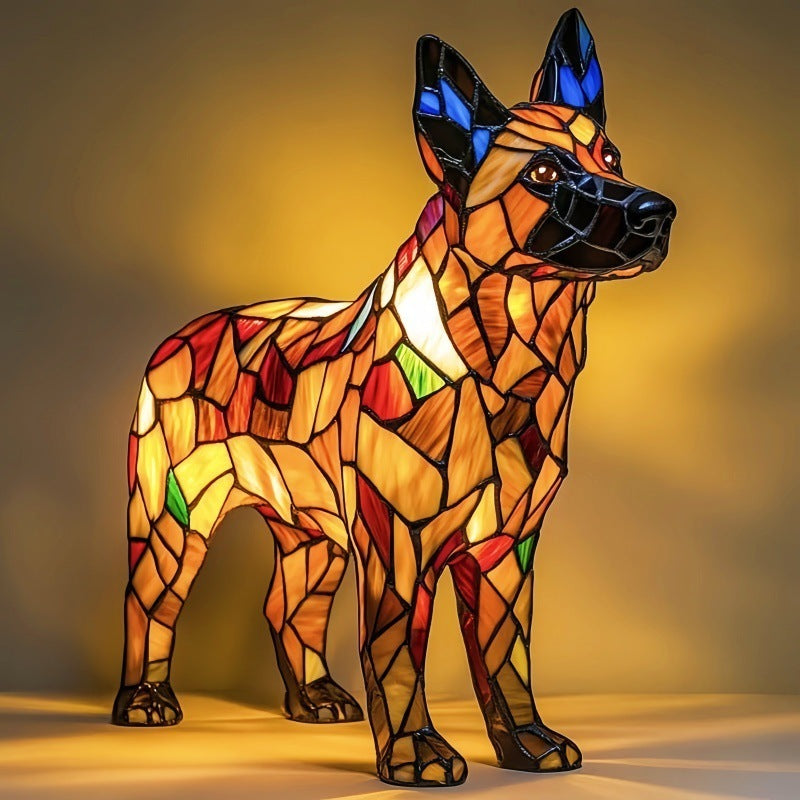 Colorful Resin Dog Lamp – Creative Animal Decoration & Night Light