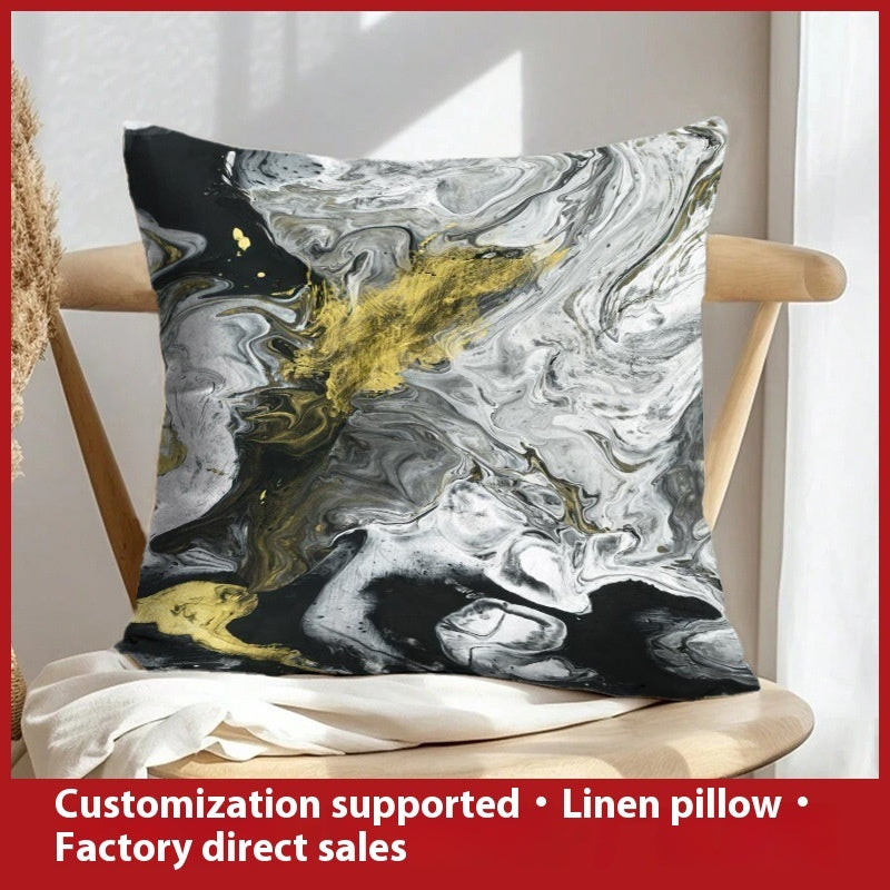 Abstract Oil Painting Linen Pillow Cover Home Sofa And Bed Cushions Clear Printing
