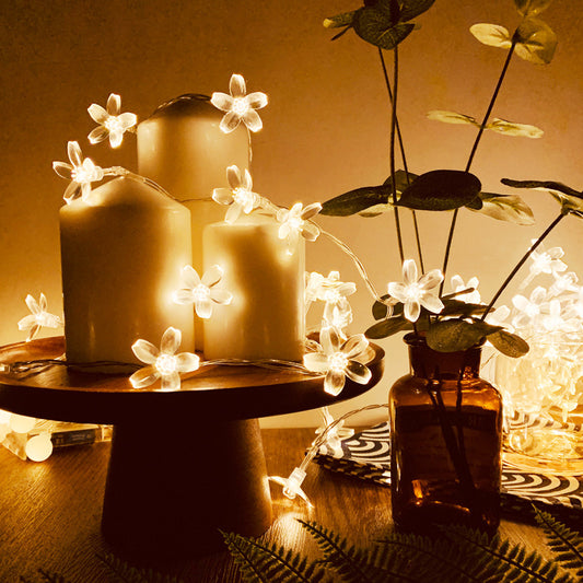Sakura Small Colored Flashing String Lights – LED Push-Button Decorative Lights for Rooms and Camping
