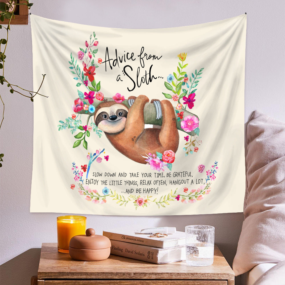 Boho Sloth Tapestry – Cozy Wall Hanging Backdrop for Relaxed Home Decor
