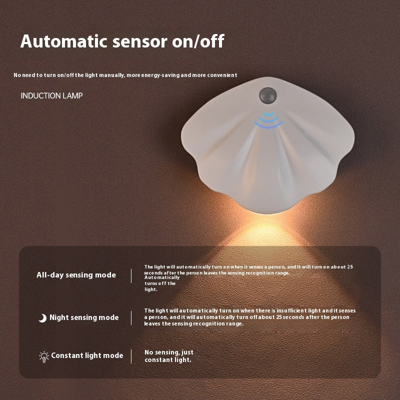 Smart LED Infrared Sensor Night Light – USB Type-C Rechargeable Lamp