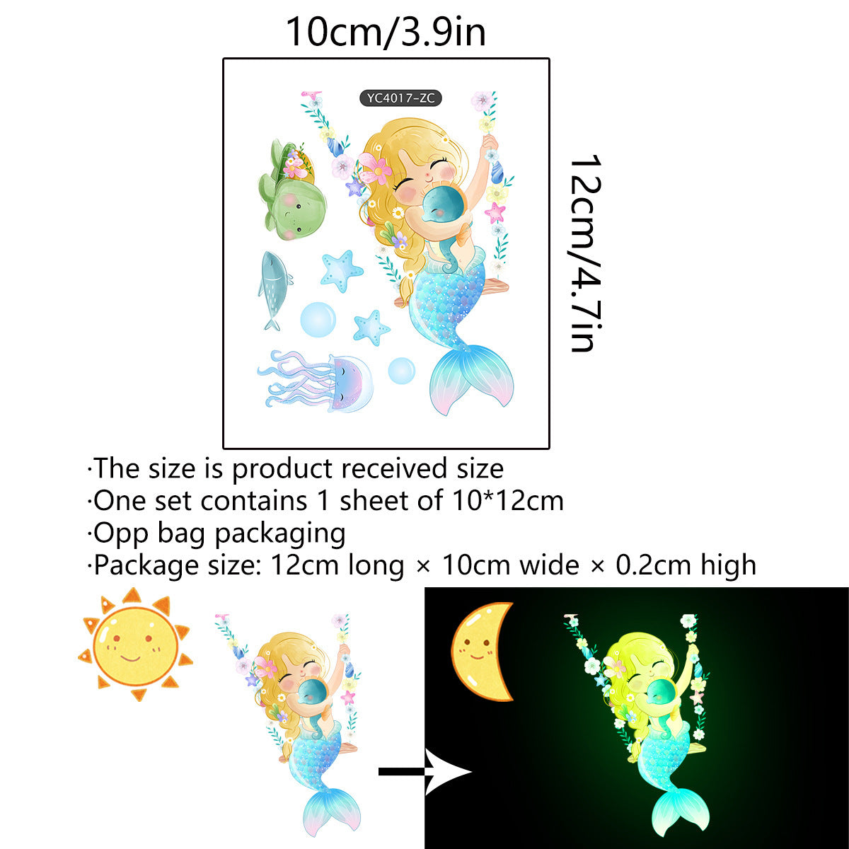 Luminous FARCENT Mermaid Butterfly Wall Sticker Fluorescence Sticker