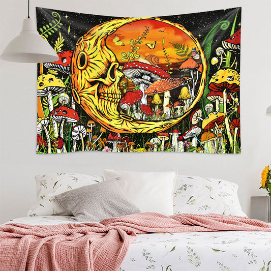 Moon Mushroom Tapestry – Psychedelic Boho Wall Hanging Home Decor