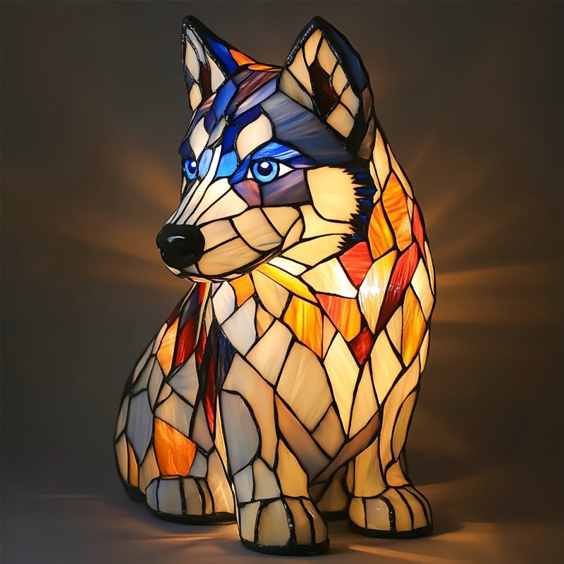 Colorful Resin Dog Lamp – Creative Animal Decoration & Night Light