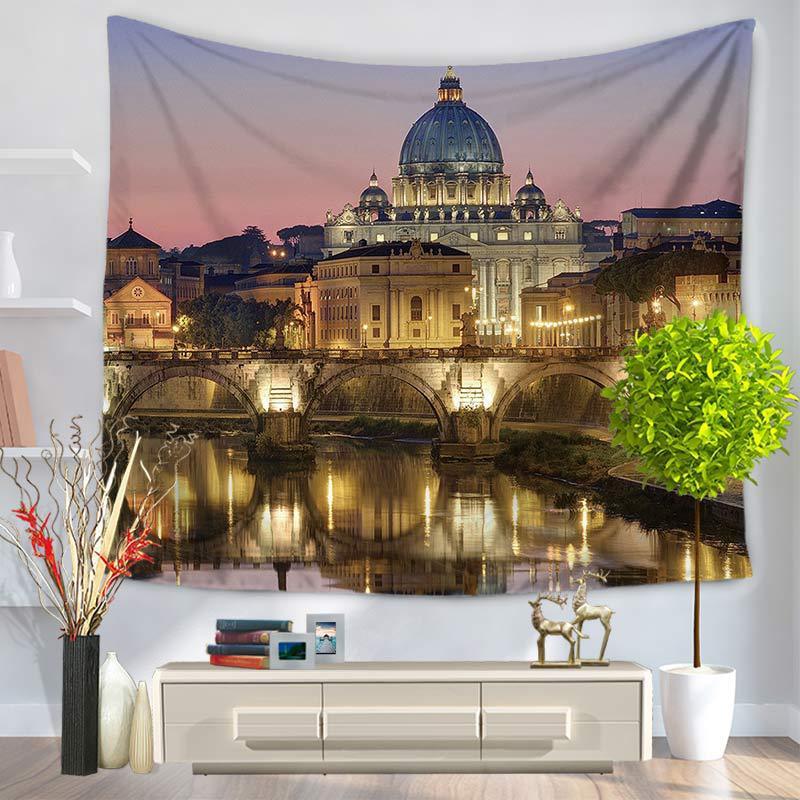 Fashion Art Building Tapestry – Stylish Lightweight Polyester Wall Hanging