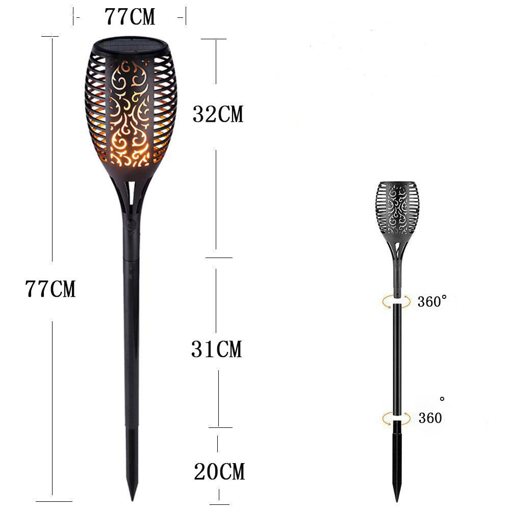 LED Solar Flame Flickering Lawn Lamp – Realistic Dancing Flame Light