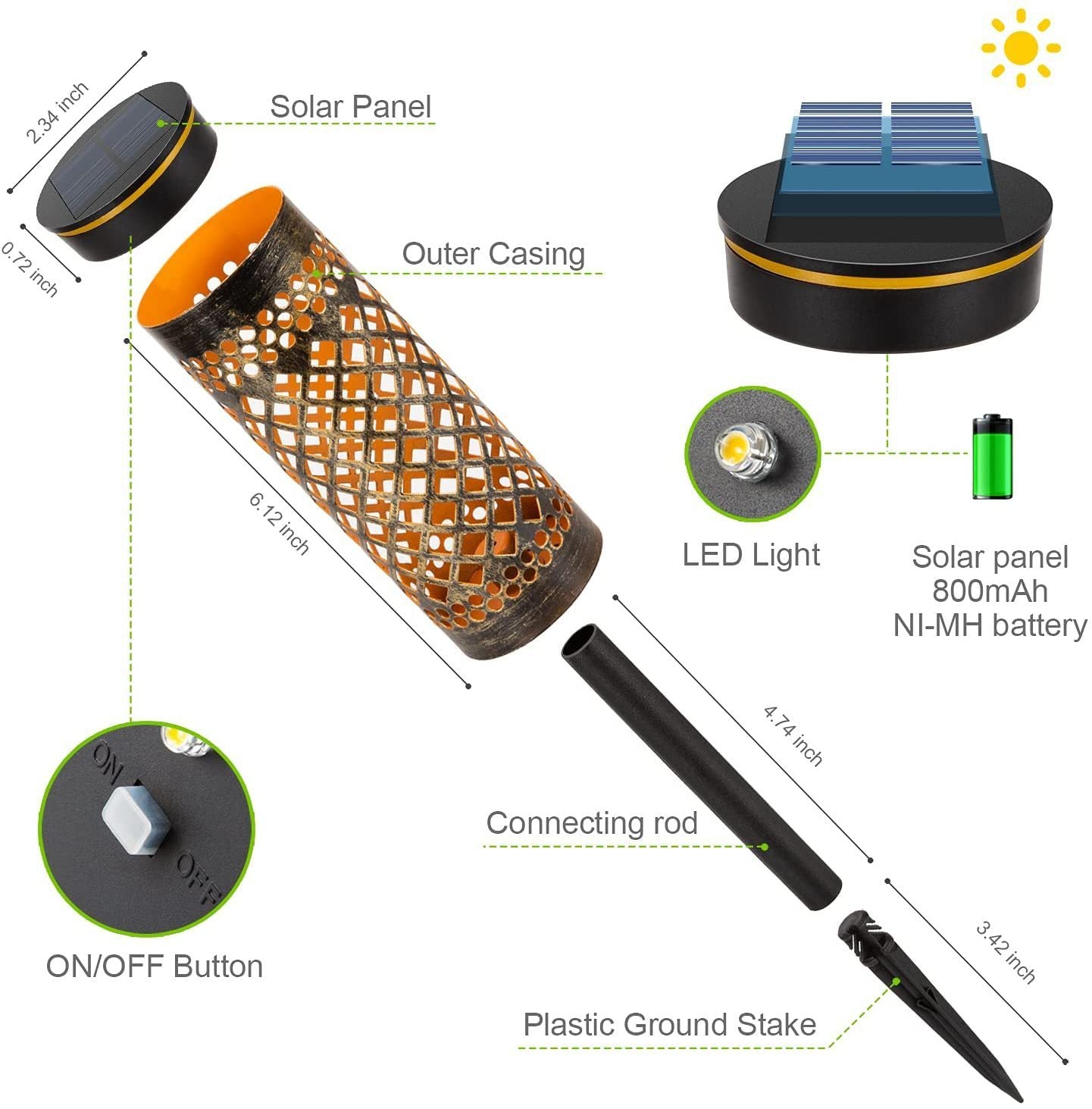 Metal Solar-Powered Lawn Lamp – Geometric Waterproof Garden Light