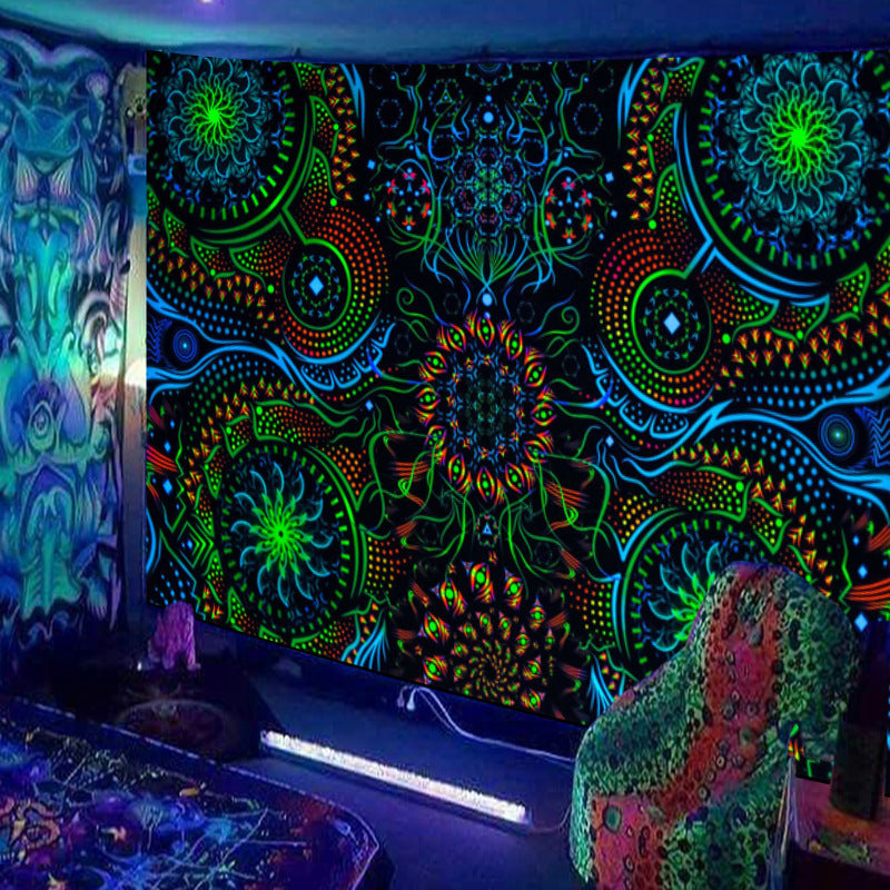 Fluorescent Landscape Tapestry – Glow in Dark Wall Hanging for Home & Room Decor