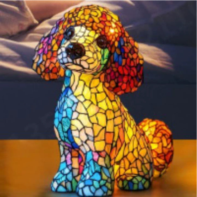 Colorful Resin Dog Lamp – Creative Animal Decoration & Night Light