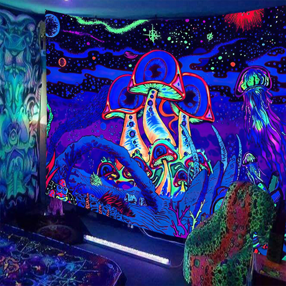 Fluorescent Print Tapestry – Modern Glow Wall Hanging for Home Decor