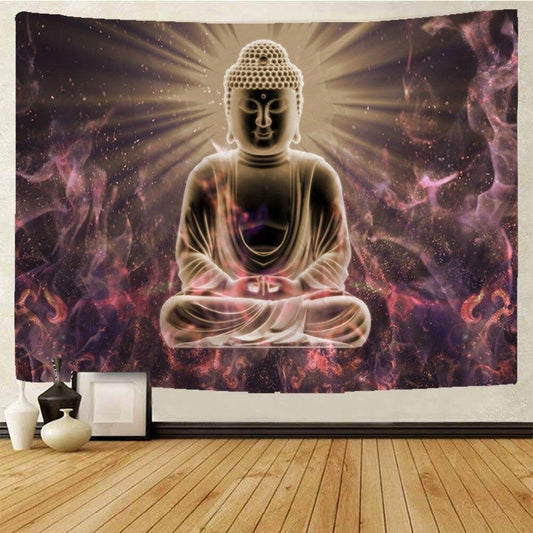 Chakra Buddha Wall Tapestry – Nordic Style Flannel Cotton Hanging