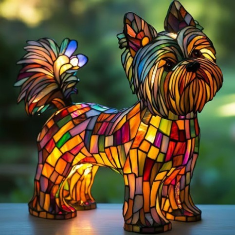 Colorful Resin Dog Lamp – Creative Animal Decoration & Night Light