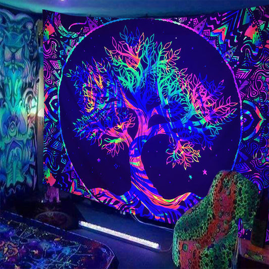 Fluorescent Print Tapestry – Modern Glow Wall Hanging for Home Decor