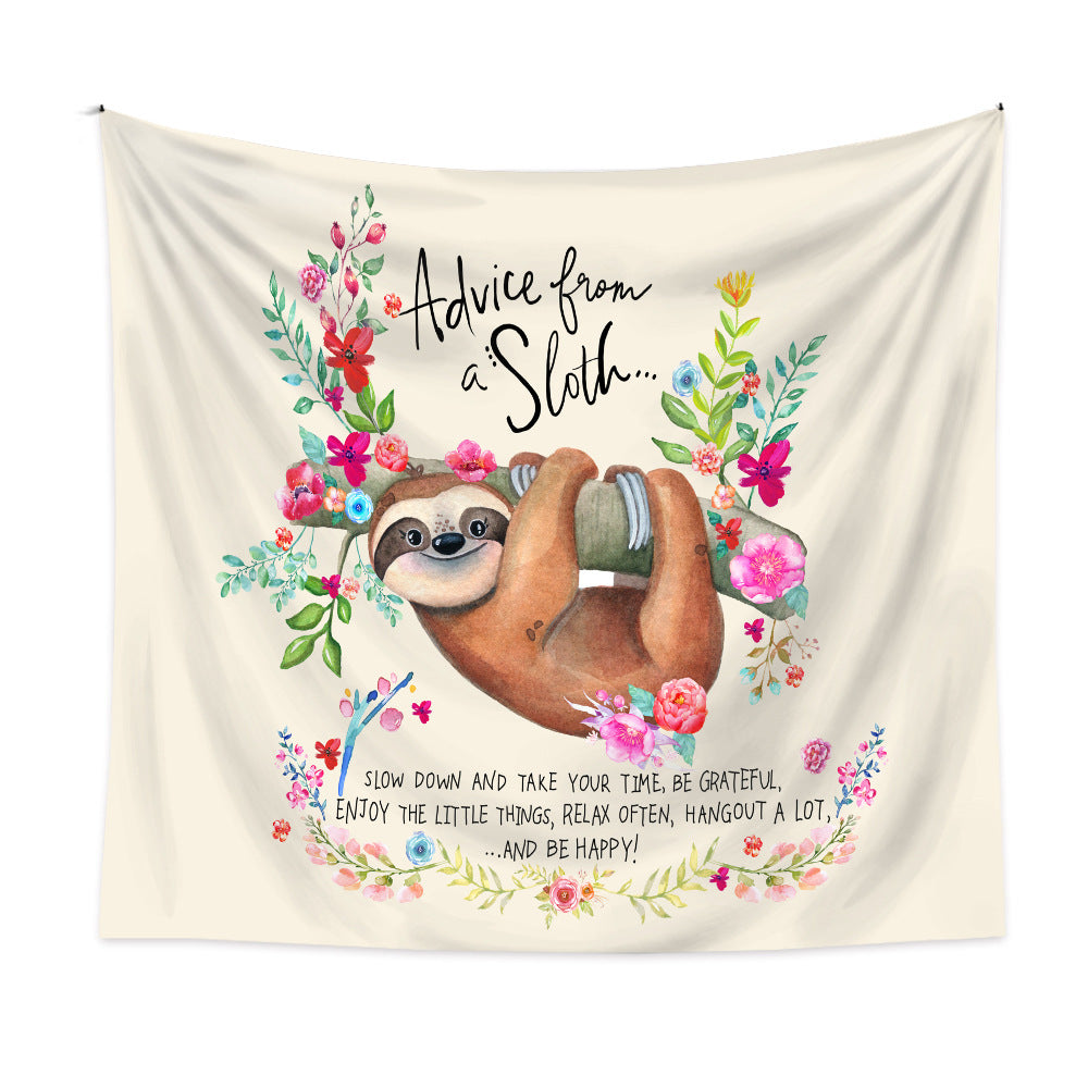 Boho Sloth Tapestry – Cozy Wall Hanging Backdrop for Relaxed Home Decor