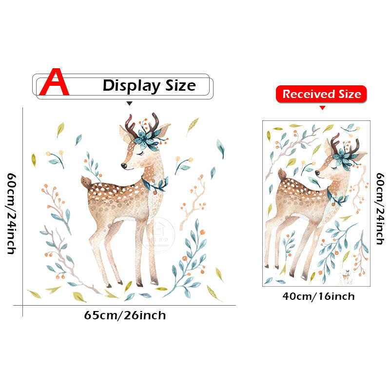 Cartoon Sika Deer Wall Sticker Children's Room Decoration