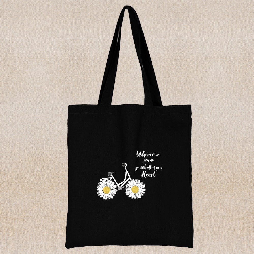 Canvas Shopping Bag Daisy Print Handheld Eco