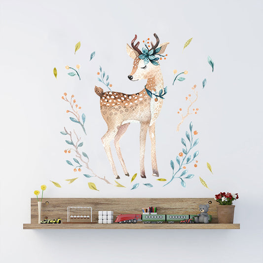 Cartoon Sika Deer Wall Sticker Children's Room Decoration