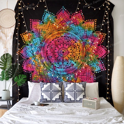Plush Mandala Home Decor Tapestry – European Classical Geometric Abstraction