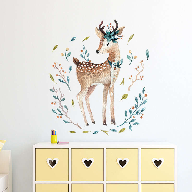Cartoon Sika Deer Wall Sticker Children's Room Decoration