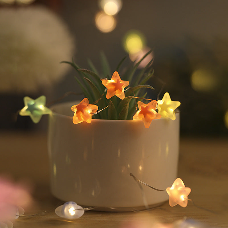 Pentagram Floret Adjustable LED String Lights – 3-Gear Control, Cartoon Festive Decor