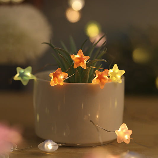 Pentagram Floret Adjustable LED String Lights – 3-Gear Control, Cartoon Festive Decor