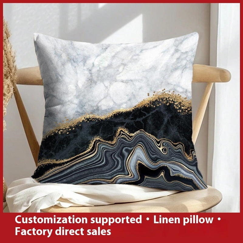 Abstract Oil Painting Linen Pillow Cover Home Sofa And Bed Cushions Clear Printing