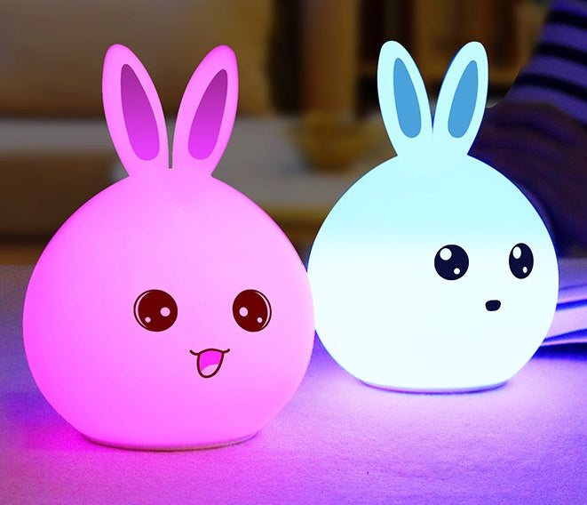 Cute Silicone Rabbit Night Light – Touch Sensor Colorful LED Lamp