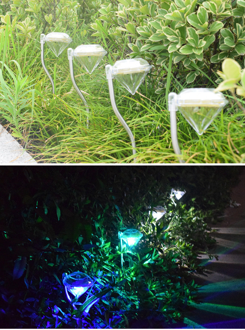 Solar Powered Garden Diamond Light – Waterproof Multicolor & White LED Outdoor Lamp