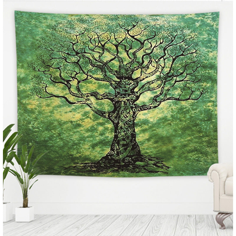 Psychedelic Nature Wall Tapestry – Tree Forest & Starry Sky Sunset Carpet