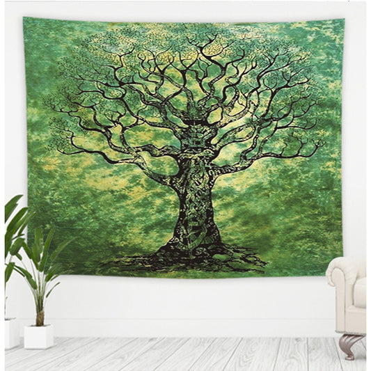 Psychedelic Nature Wall Tapestry – Tree Forest & Starry Sky Sunset Carpet