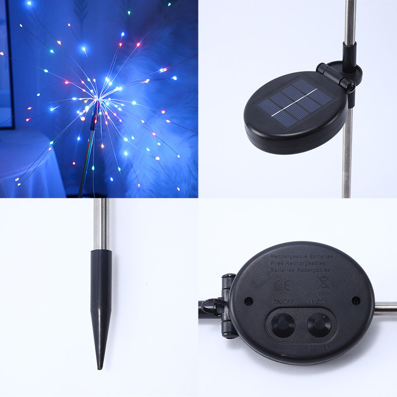 Solar Powered Lawn Ground Mounted Fireworks Lamp