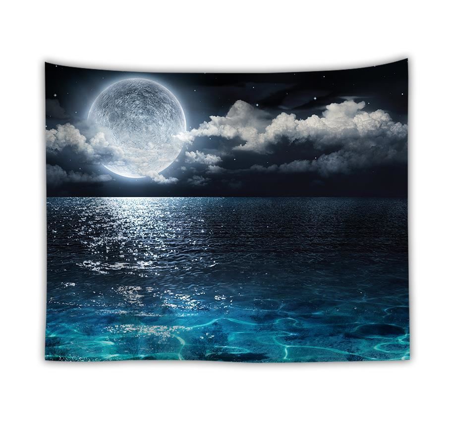 Ocean Moon Nature Wall Tapestry – Digital Print Polyester Dorm Decor