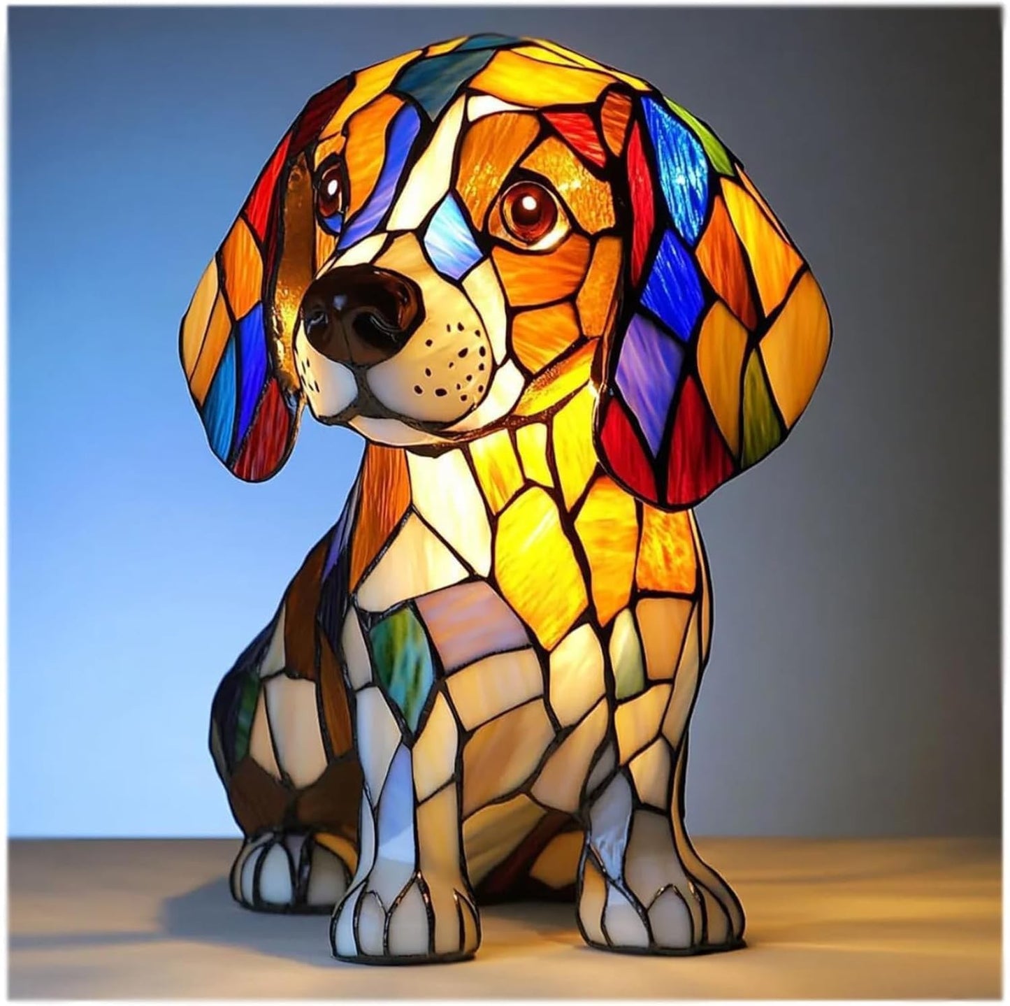 Colorful Resin Dog Lamp – Creative Animal Decoration & Night Light