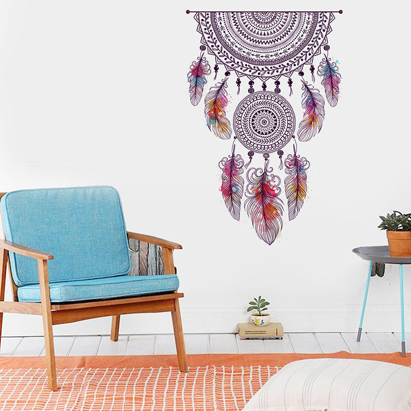 Feathered living room bedroom with removable wall sticker