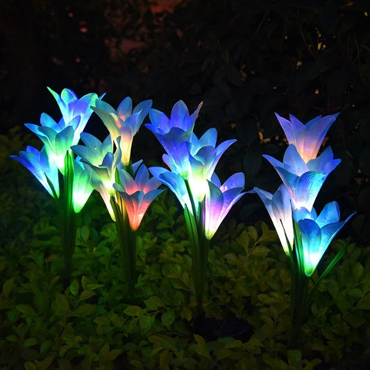 Color LED Solar Lawn Lamp – Flower Shaped Outdoor Courtyard Ground Lamp