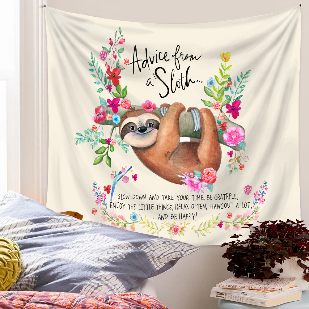 Boho Sloth Tapestry – Cozy Wall Hanging Backdrop for Relaxed Home Decor