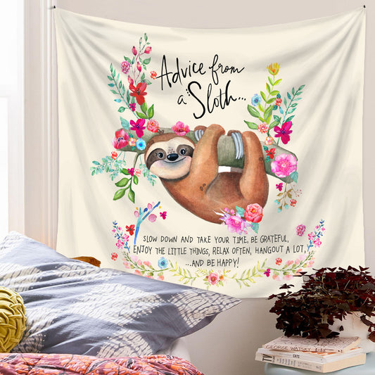 Boho Sloth Tapestry – Cozy Wall Hanging Backdrop for Relaxed Home Decor
