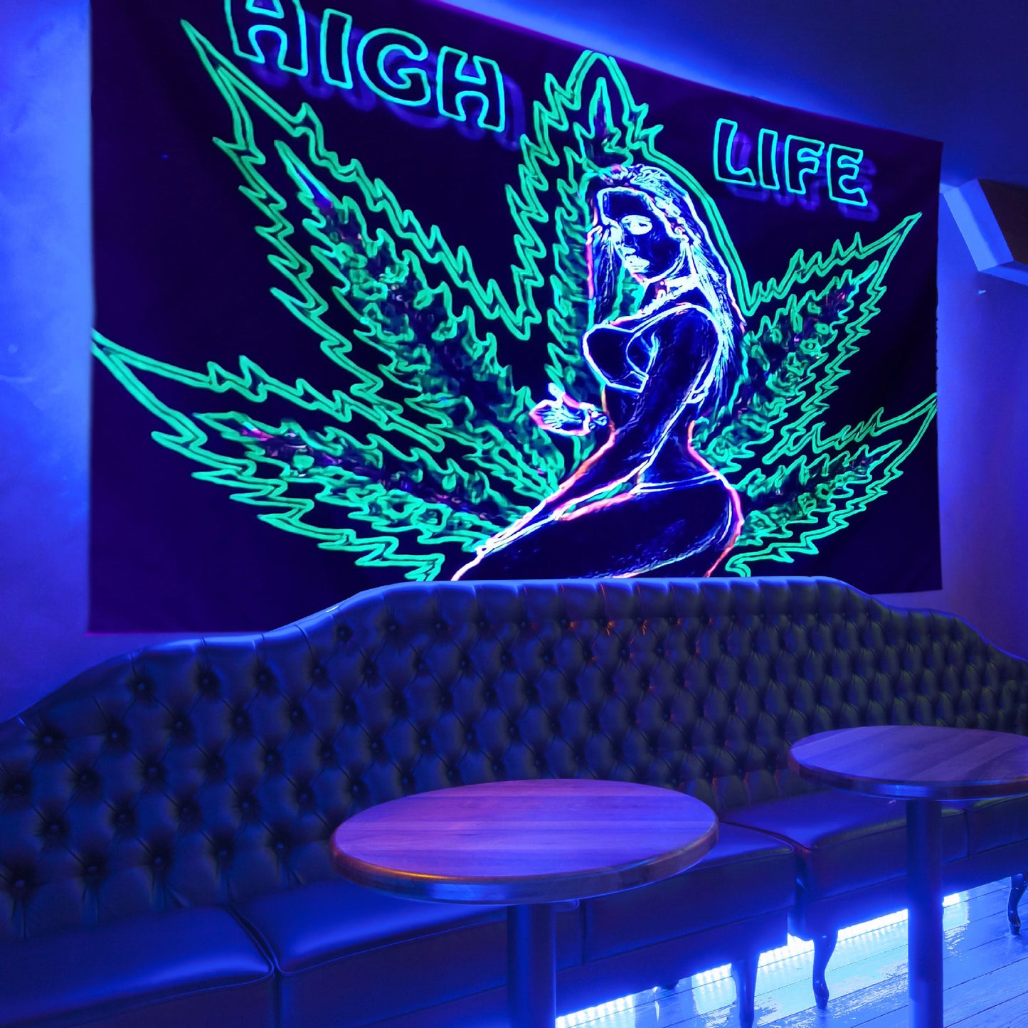 Fluorescent Plant Girl Print Tapestry – Modern Wall Hanging Home Decor