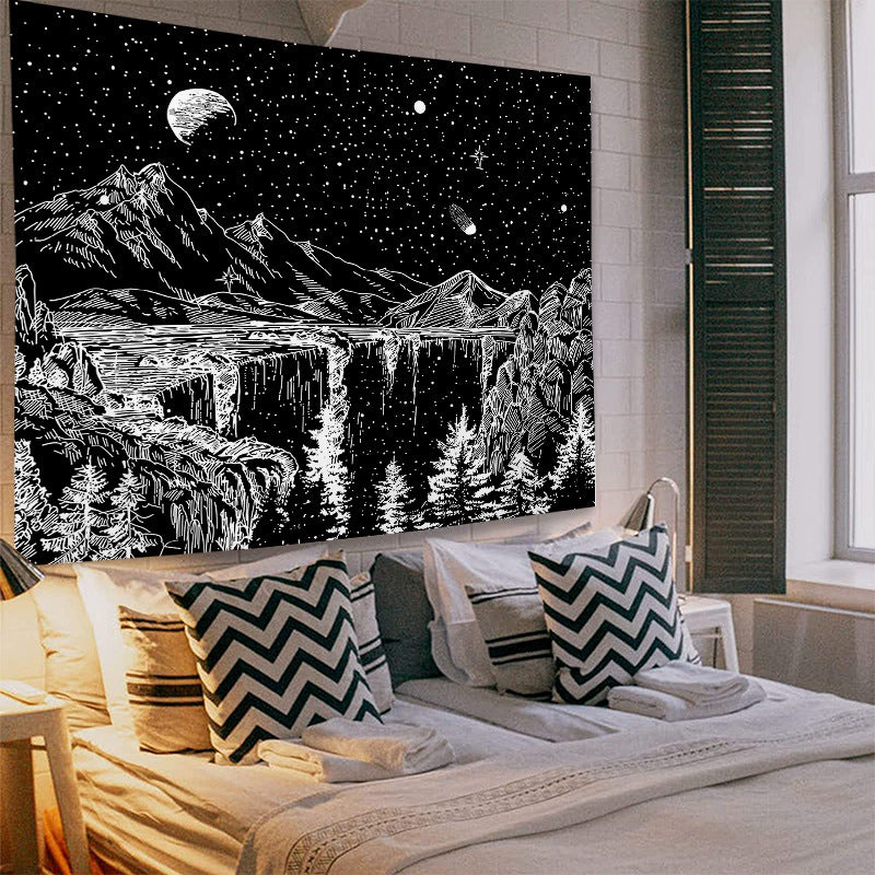 Sketch Art Tapestry – Minimalist Wall Hanging for Modern Home Decor