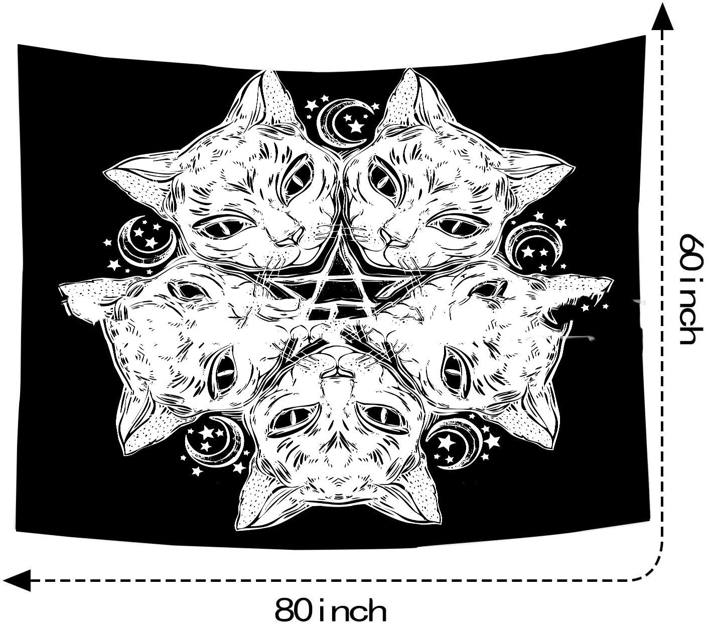 Magic Tapestry – Mystical Hippie Cat & Star Wall Hanging for Home Decor