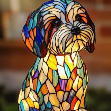 Colorful Resin Dog Lamp – Creative Animal Decoration & Night Light