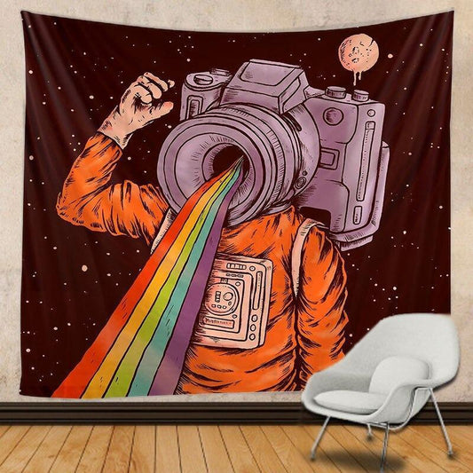 Astronaut Camera Tapestry – Cosmic Wall Art for Modern Spaces