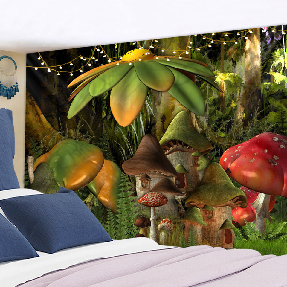 Dream Mushroom Psychedelic Rug – Boho Home Decor Tapestry