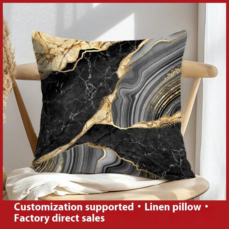 Abstract Oil Painting Linen Pillow Cover Home Sofa And Bed Cushions Clear Printing