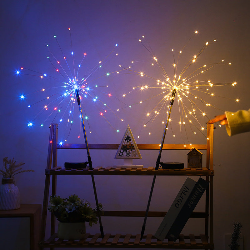 Solar Powered Lawn Ground Mounted Fireworks Lamp
