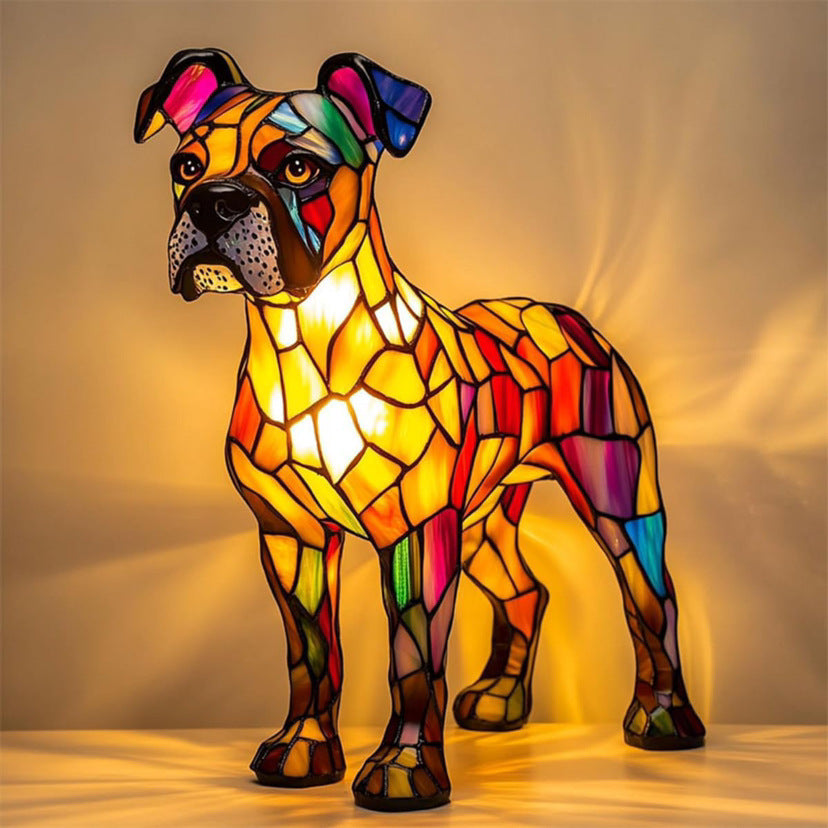 Colorful Resin Dog Lamp – Creative Animal Decoration & Night Light