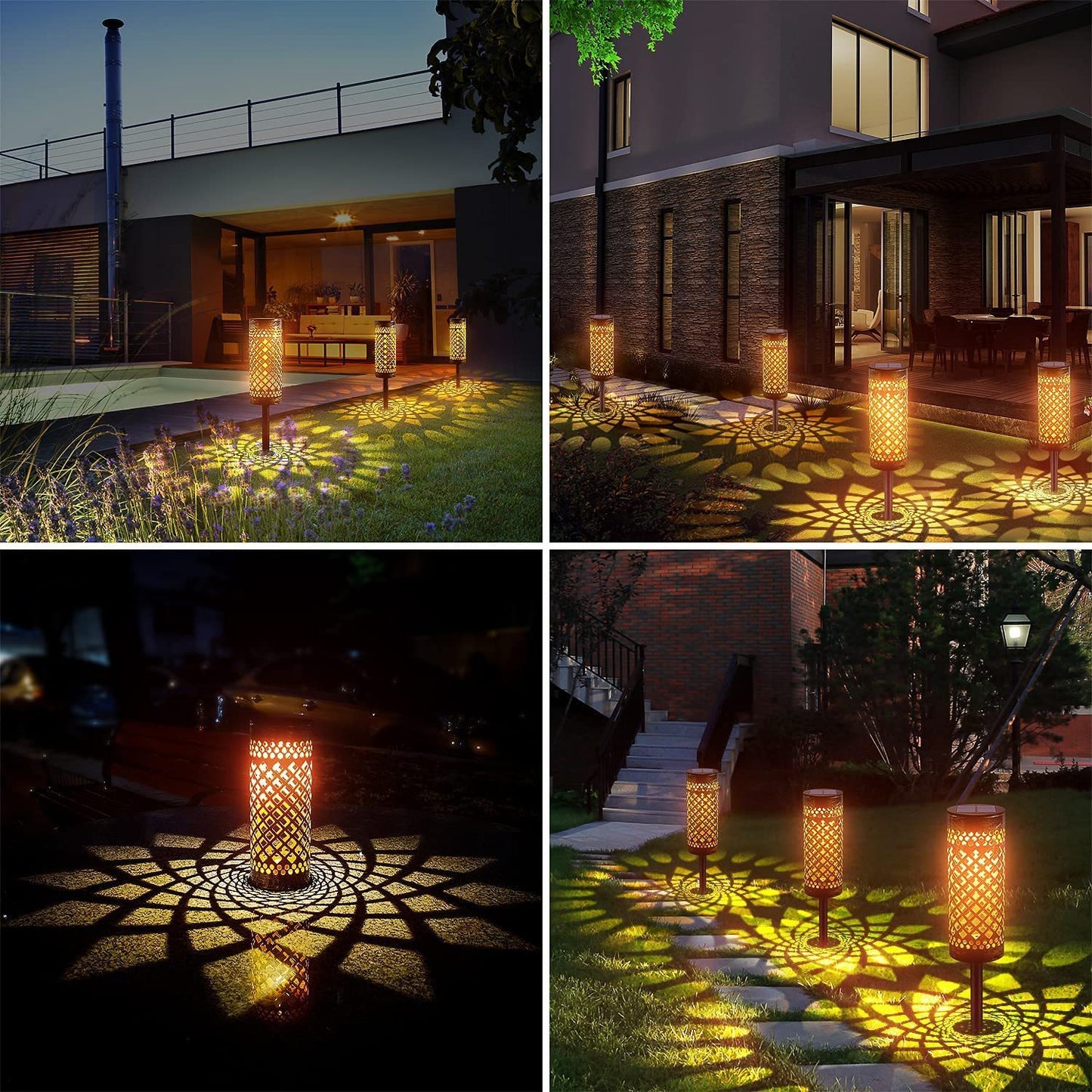 Metal Solar-Powered Lawn Lamp – Geometric Waterproof Garden Light